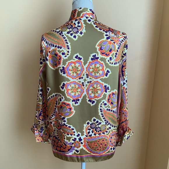 ZARA Multicolour Paisley Print Blouse Size M - Picture 5 of 13